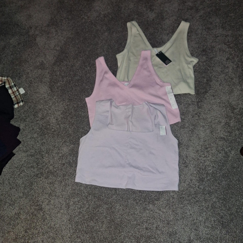 Three Women's Sleeveless Tank Tops- Light Purple, Pink, Beige,**